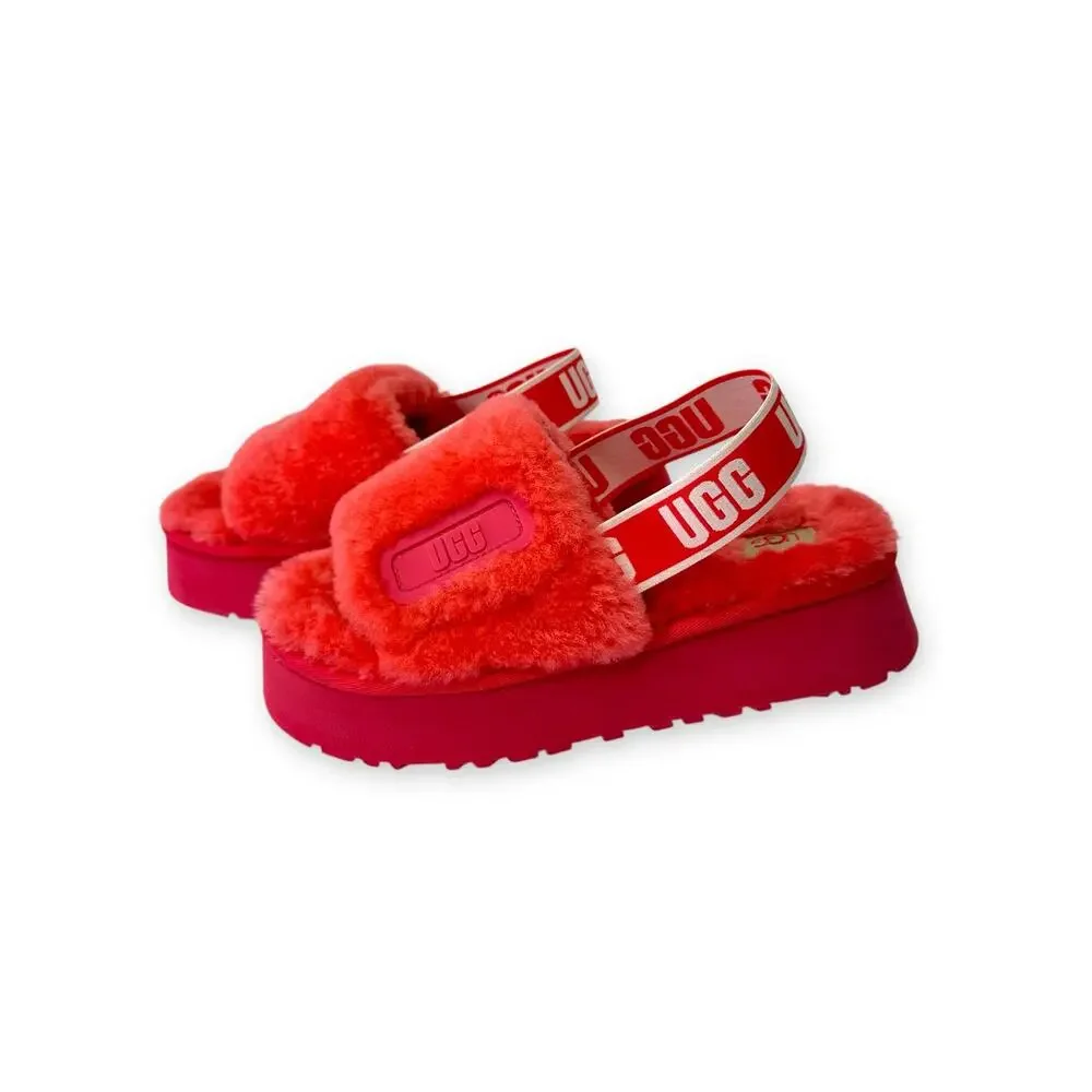 Ugg Women's Disco Slide Sandal Size 8 Pink Slingback Sherpa Sheepskin Platform - Picture 12 of 12